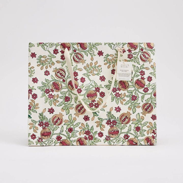 Hand Block Printed Gift Bags - Pomegranate Cherry