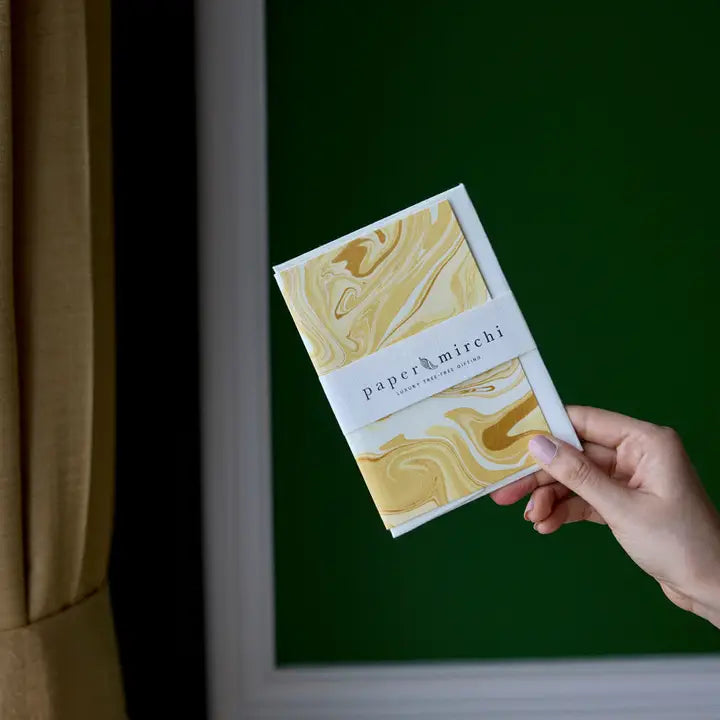 Hand Marbled Greeting Card - Free Spirit Champagne