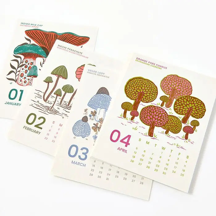 2026 Mushroom Letterpress Desktop Calendar