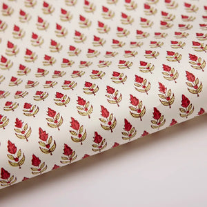 Hand Block Printed Gift Wrap Sheets - Buti Scarlet (Roll)