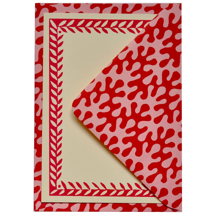 Set of Notecards and Envelopes Kelp Raspberry Ripple