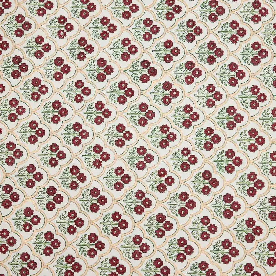 Hand Block Printed Gift Wrap Sheets - Trellis Cherry (Roll)