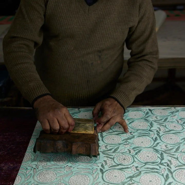 Hand Block Printed Gift Wrap Sheets - Rajmala Teal (Roll)