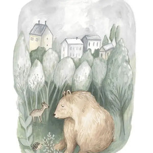 Woodland Bear Kids Art Print