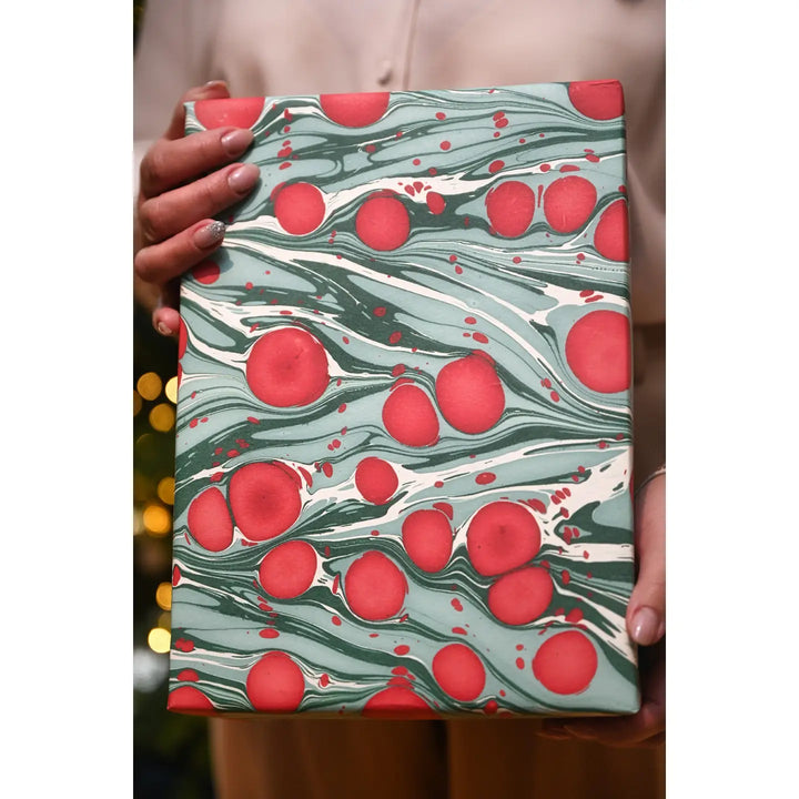 Hand Marbled Gift Wrap Sheets - Cosmos Festive Mix (Roll)