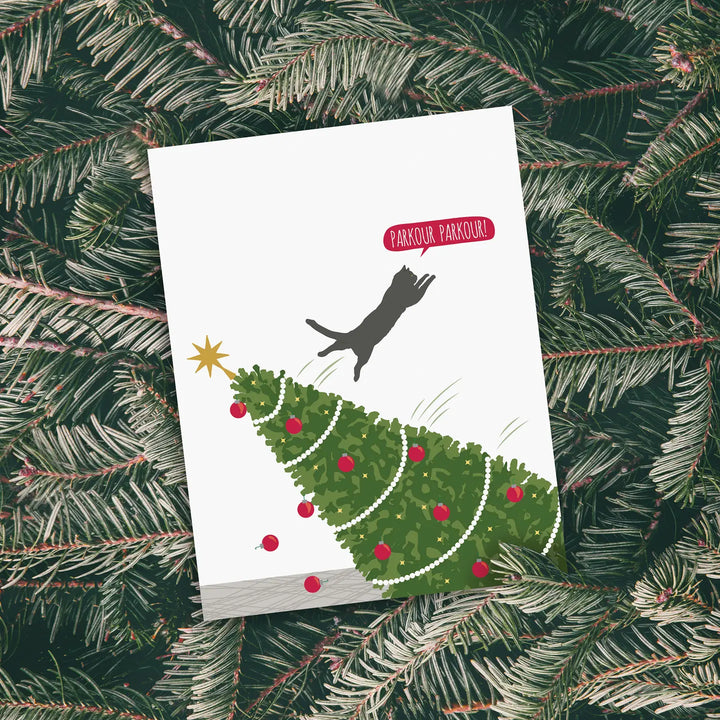Parkour Cat Christmas Card  (Box of 8)