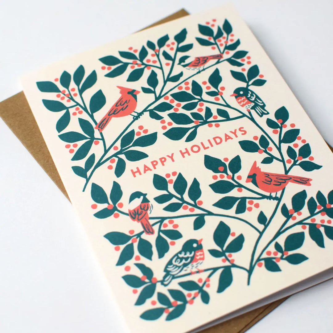 Birds & Winterberry Christmas Card