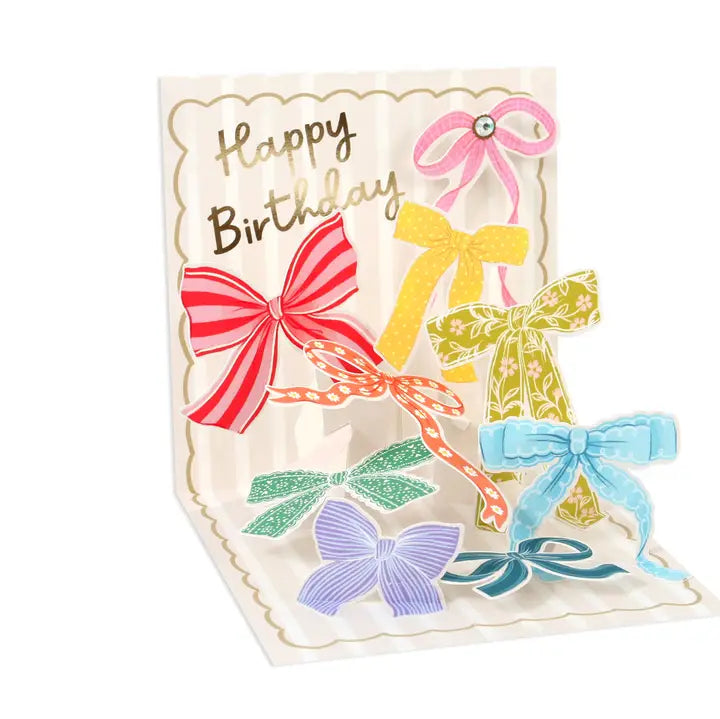 Bows & Rhinestone Birthday Treasures Pop-up Card