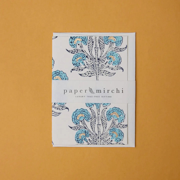 Hand Block Printed Greeting Card - Aurora Blue Opal