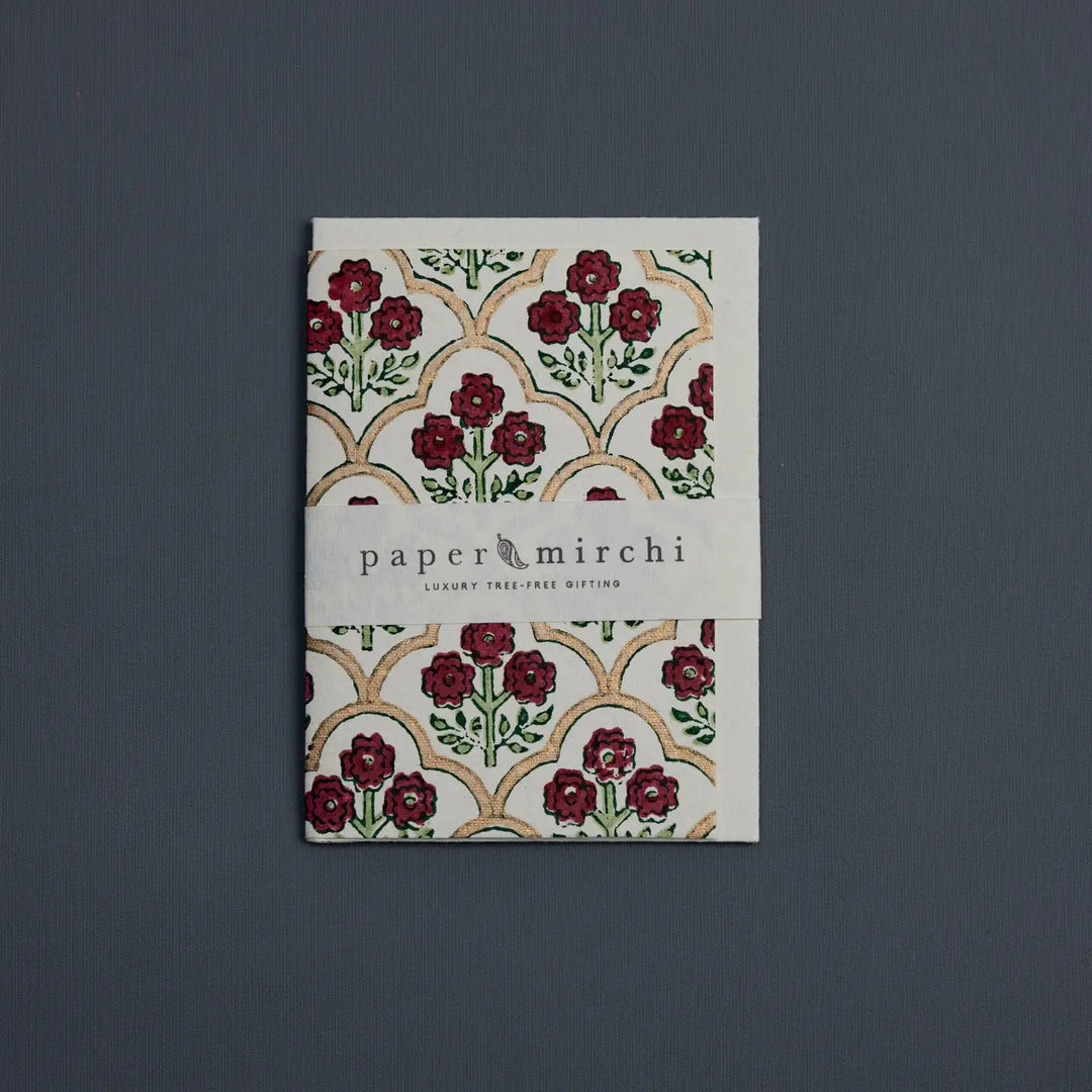 Hand Block Printed Greeting Card - Trellis Cherry
