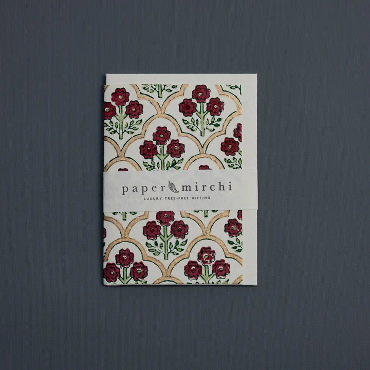 Hand Block Printed Greeting Card - Trellis Cherry