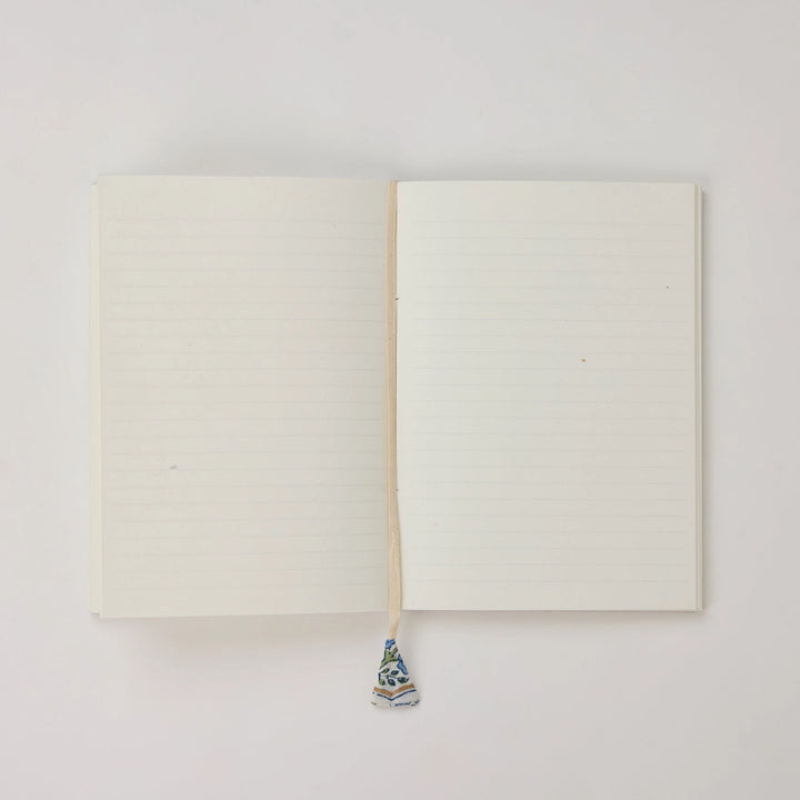 Block Printed Ruled Notebook (A5) - Trellis Indigo