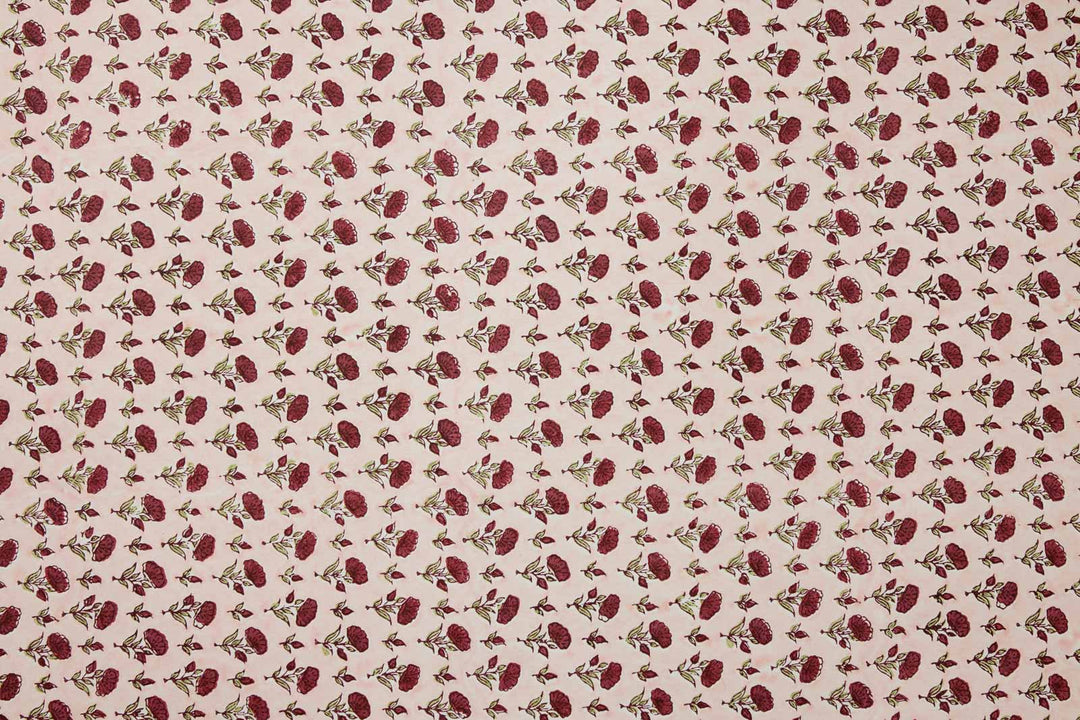 Hand Block Printed Gift Wrap Sheets - Ditsy Floral Scarlet (Roll)