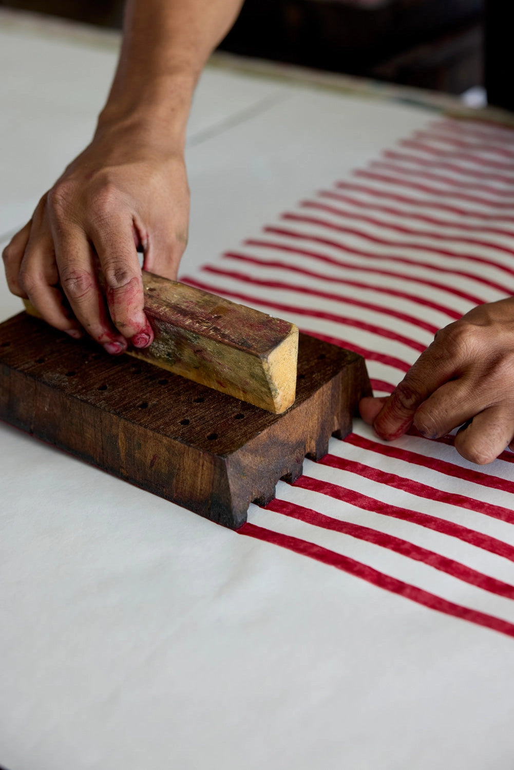 Block Printed Wrapping Paper Sheets - Gingham Christmas Pudding (Roll)