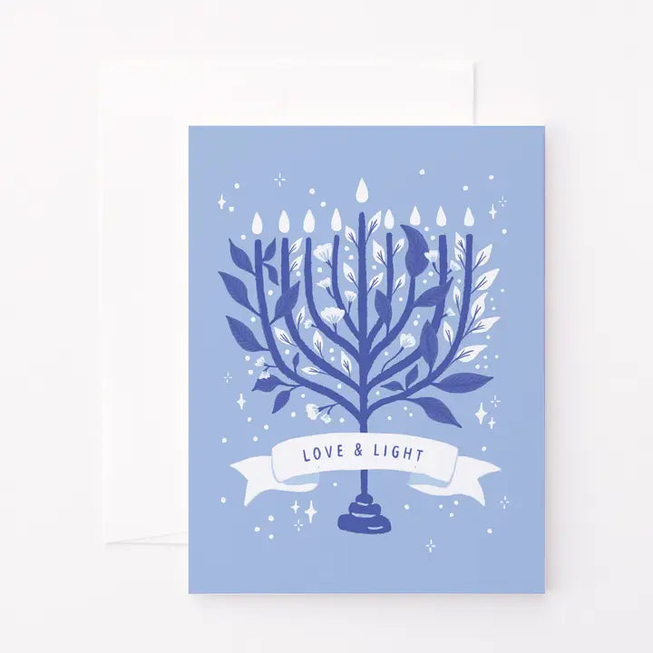 Blooming Light Menorah Hanukkah Card