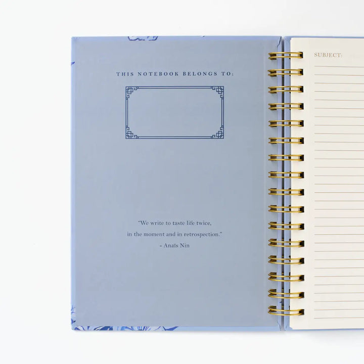 Blue Chinoiserie Bird Spiral Notebook