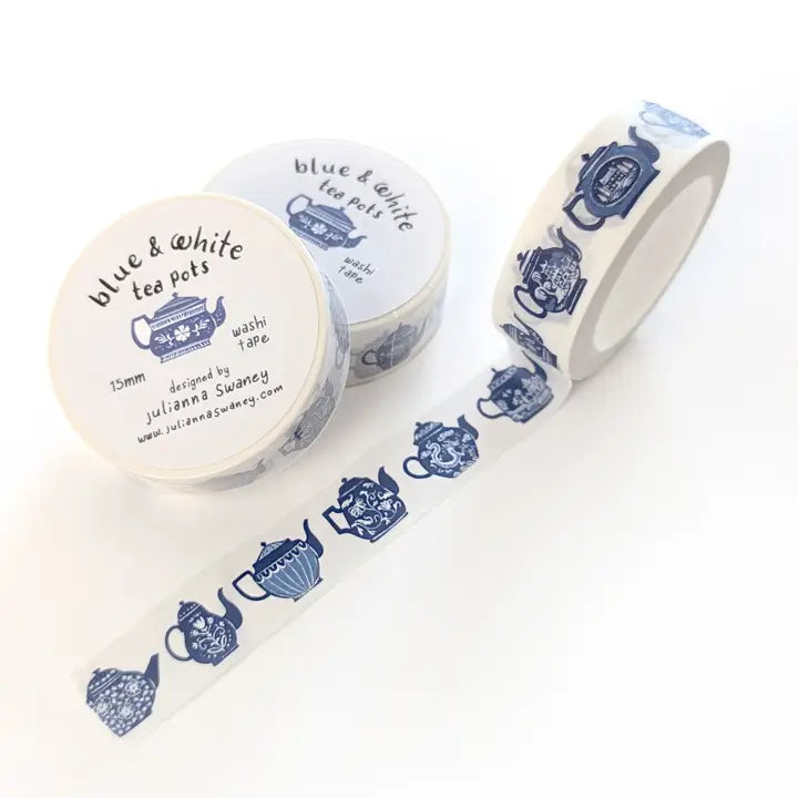 Blue & White Teapots Washi Tape