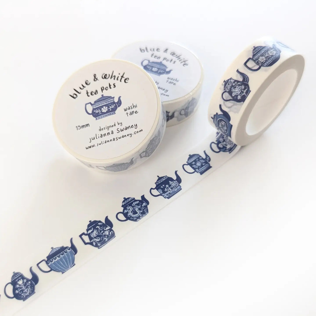 Blue & White Teapots Washi Tape
