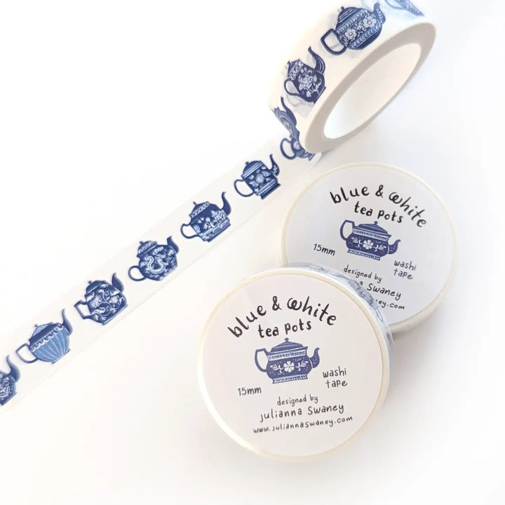 Blue & White Teapots Washi Tape