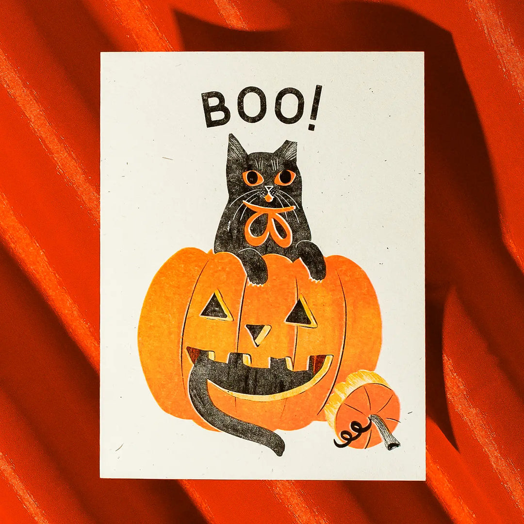 Boo! - Risograph Halloween Card