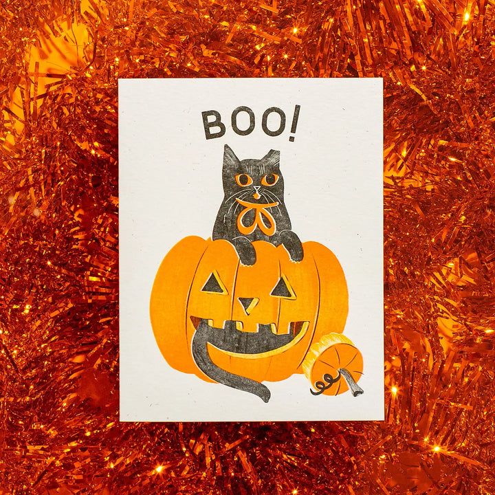 Boo! - Risograph Halloween Card