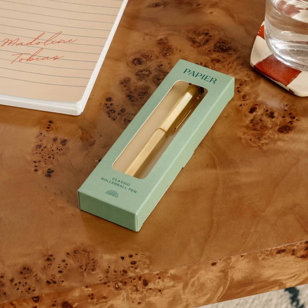 Classic Rollerball Pen with Pen Clip - Gold