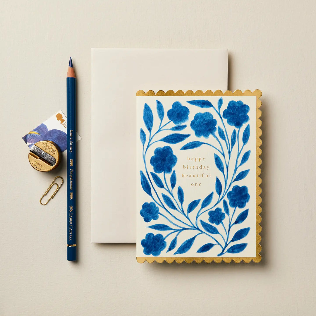 Delft Flora Happy Birthday Beautiful One Card