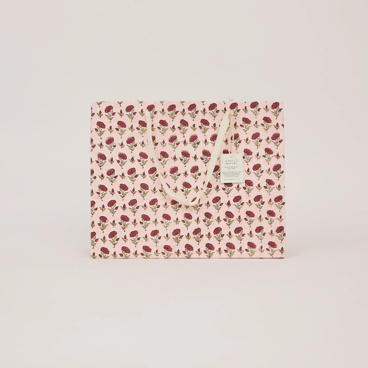 Hand Block Printed Gift Bags - Ditsy Floral Scarlet