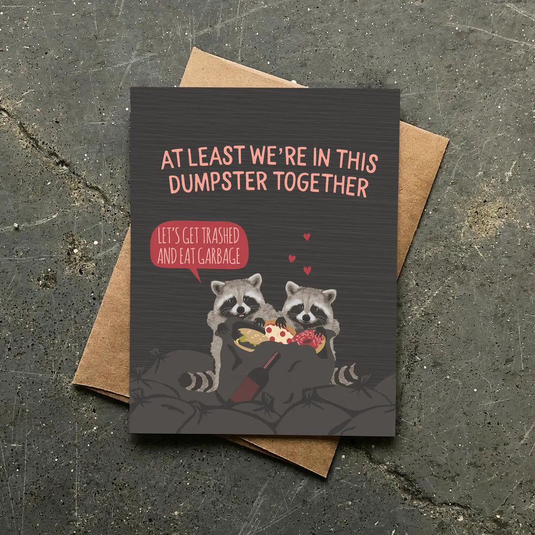 Dumpster Together Raccoons Card