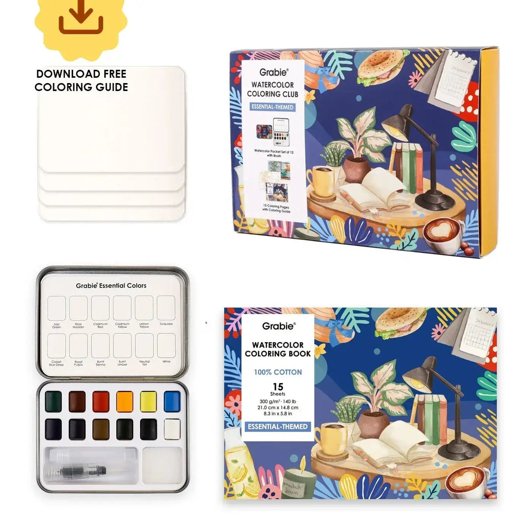 Watercolor Coloring Club Box - Essential-Themed