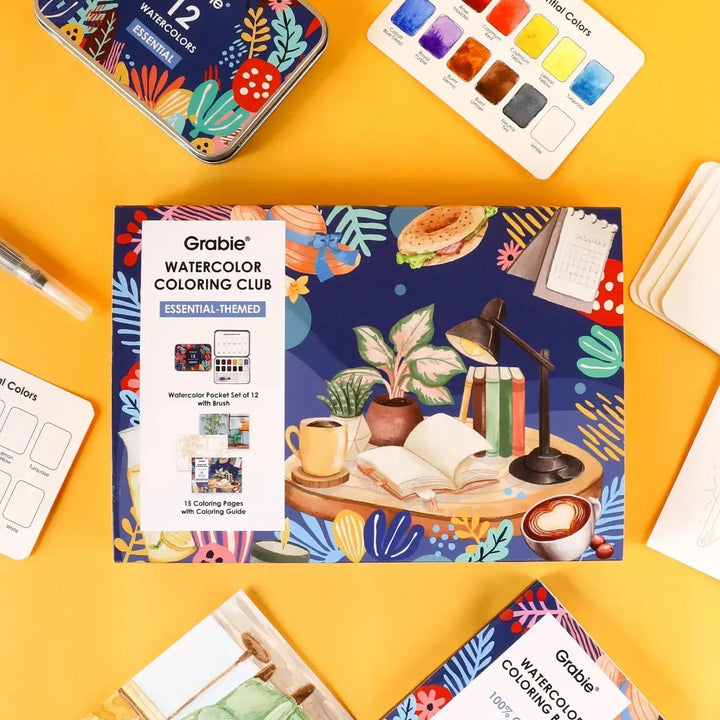 Watercolor Coloring Club Box - Essential-Themed