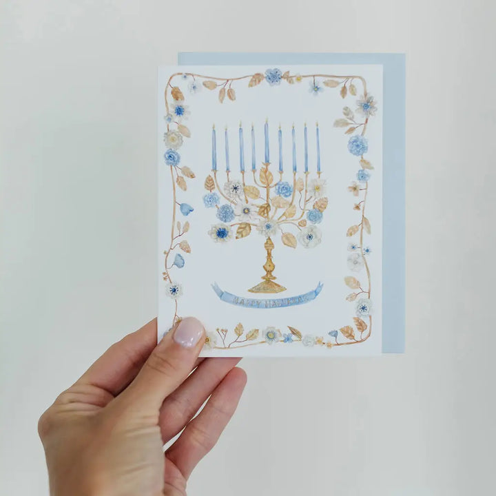 Flower Menorah Hanukkah Card