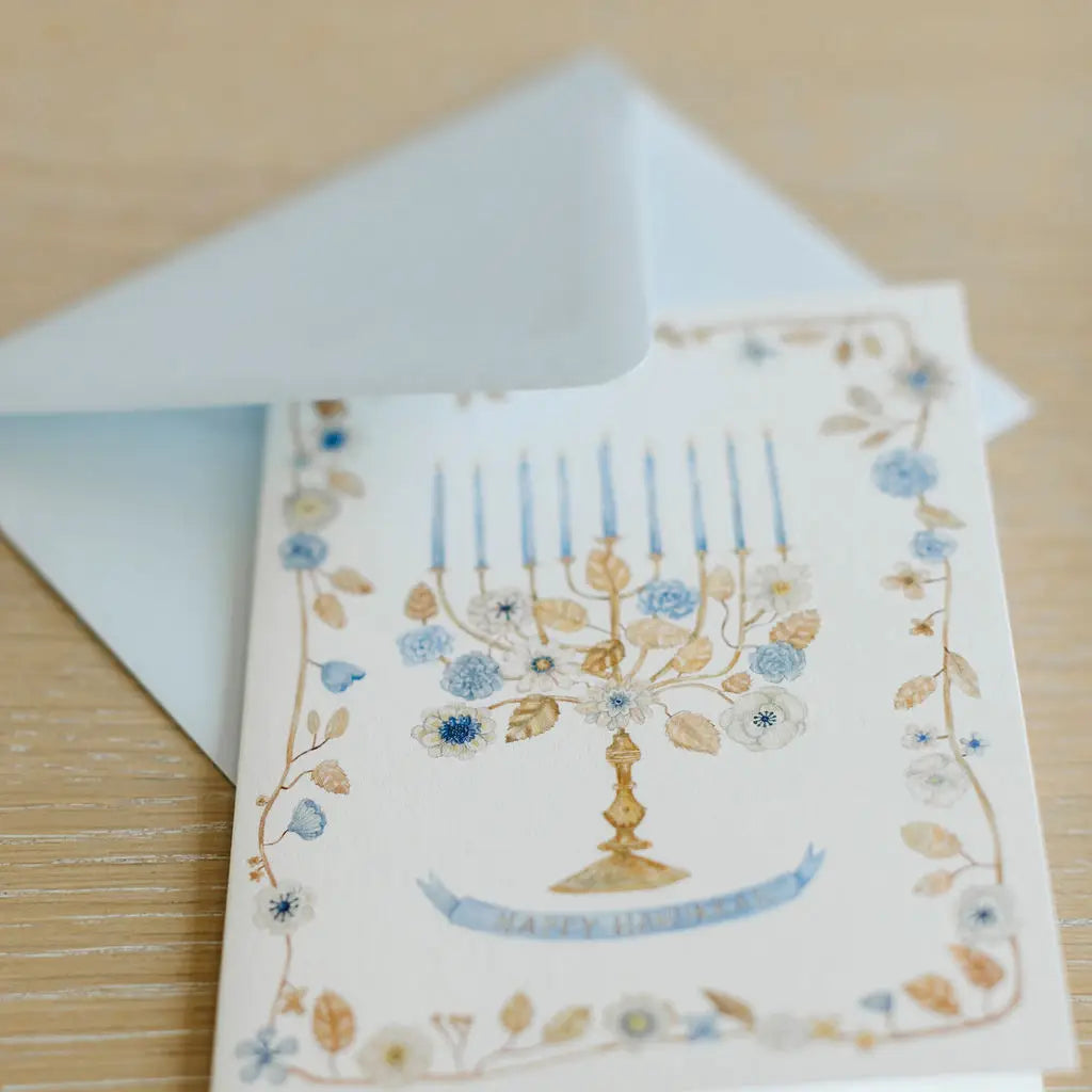 Flower Menorah Hanukkah Card