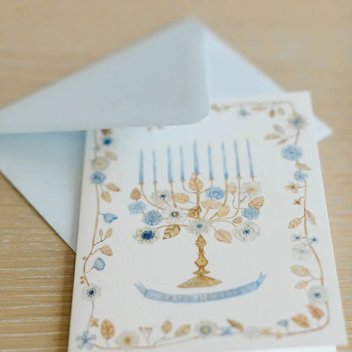 Flower Menorah Hanukkah Card
