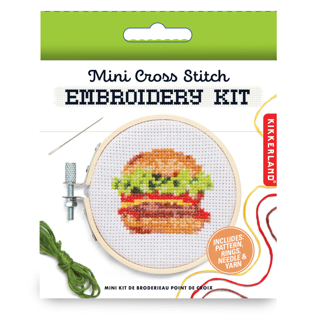 Mini Cross Stitch Embroidery Kit - Burger