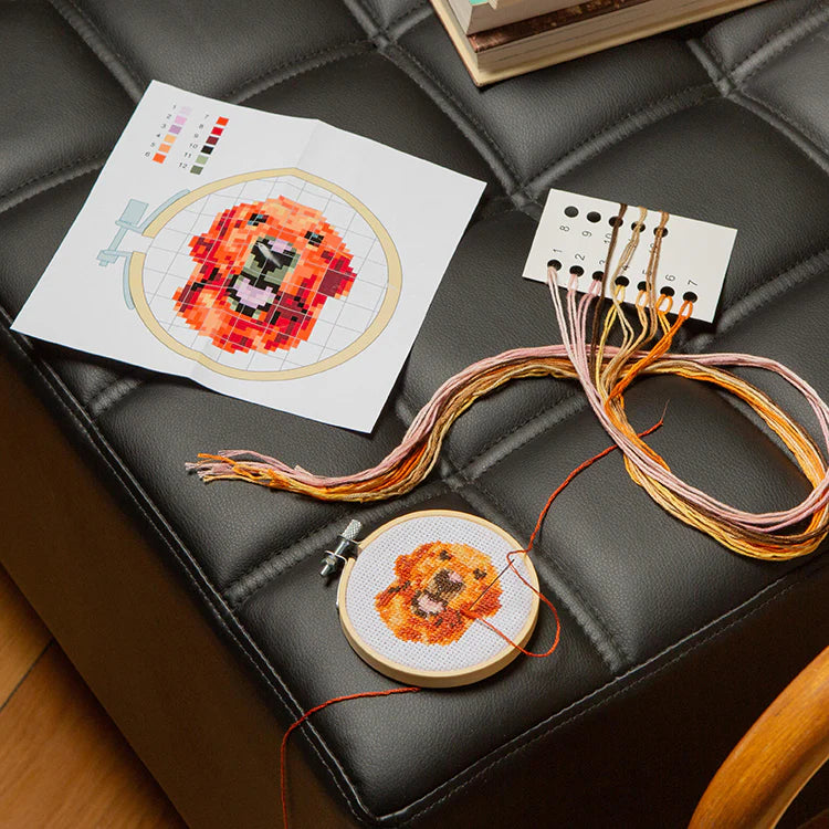 Mini Cross Stitch Embroidery Kit - Dog