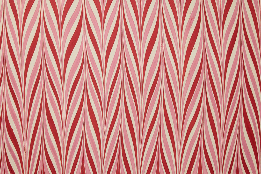Hand Marbled Gift Wrap Sheets - Candy Stripes Berry Tinsel (Roll)