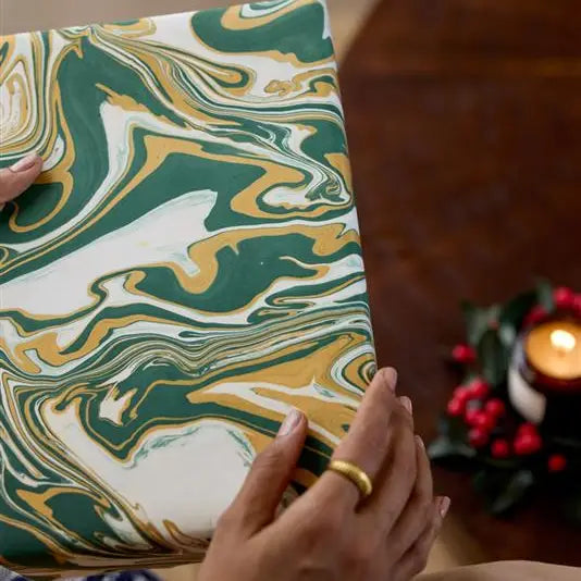 Hand Block Printed Gift Wrap Sheets - Free Spirit Conifer (Roll of 3)