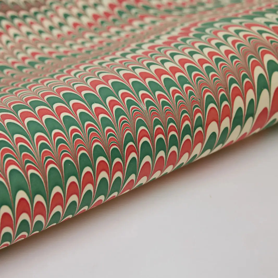 Hand Marbled Gift Wrap Sheets - Scallops Jolly (Roll)