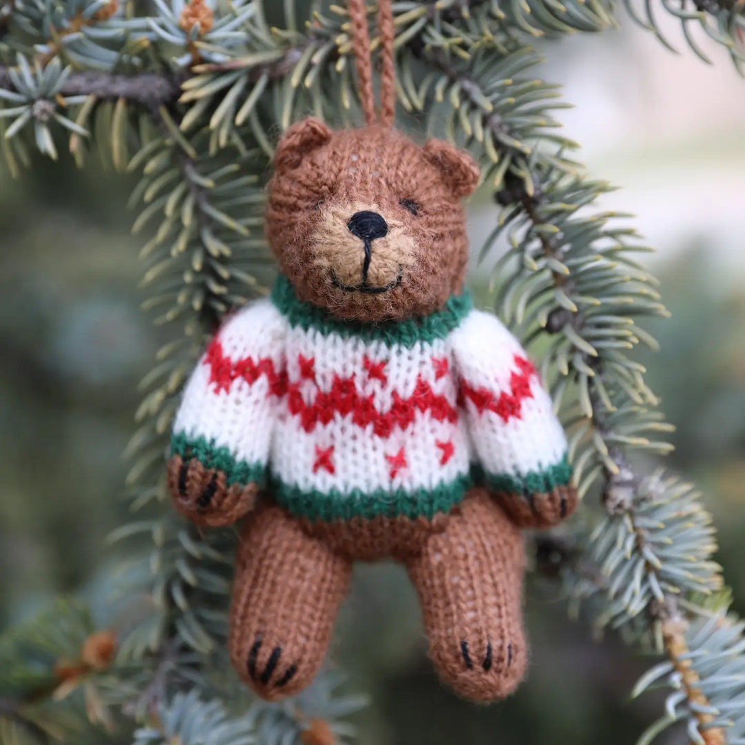 Brown Bear Holiday Sweater Ornament