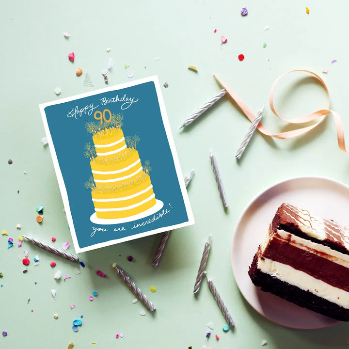 90th Birthday Cake Card
