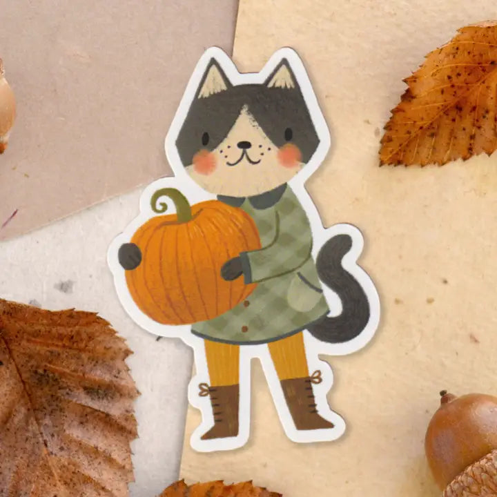 Harvest Kitty & Pumpkin Sticker