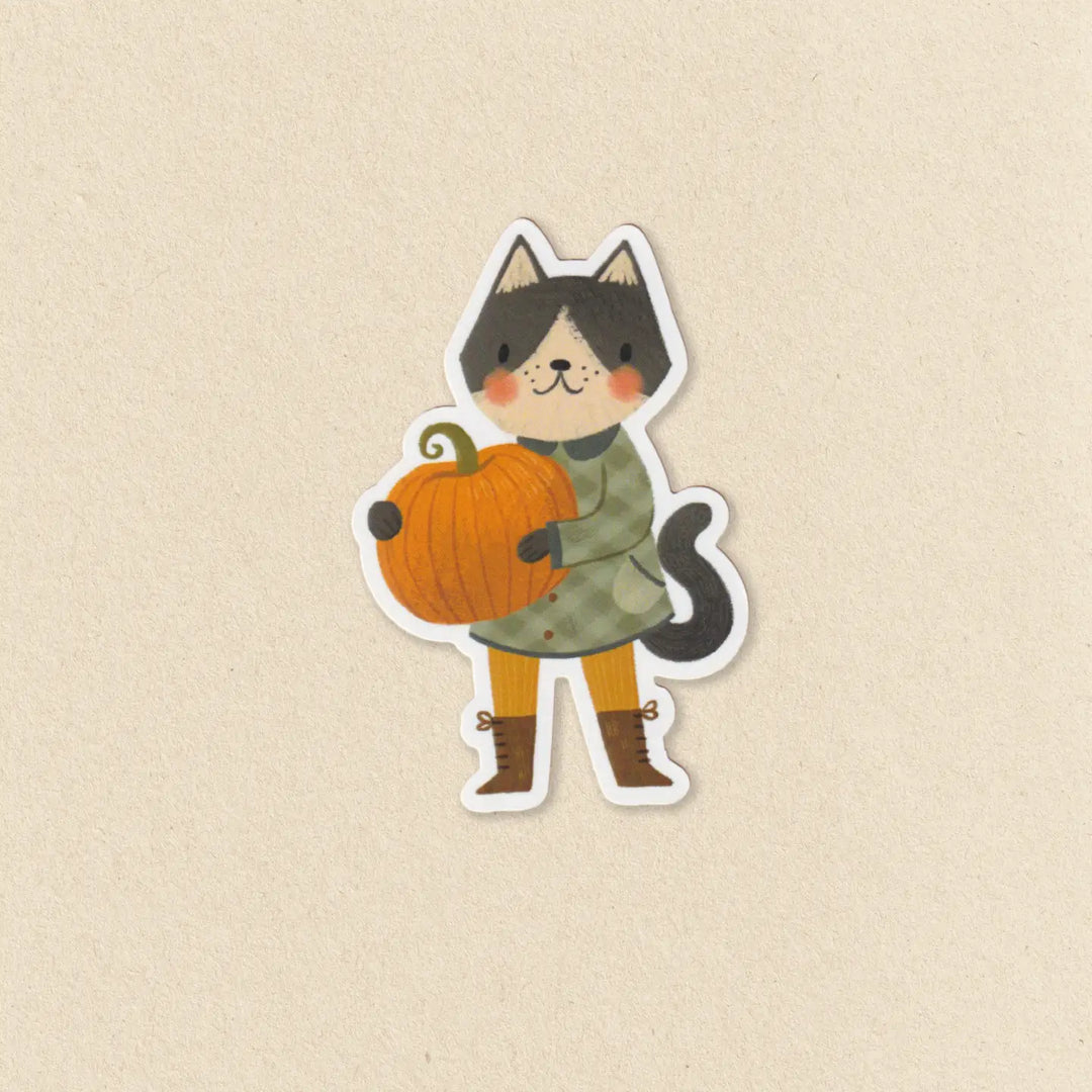 Harvest Kitty & Pumpkin Sticker
