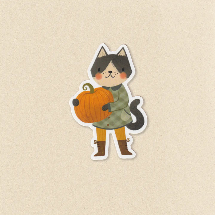 Harvest Kitty & Pumpkin Sticker
