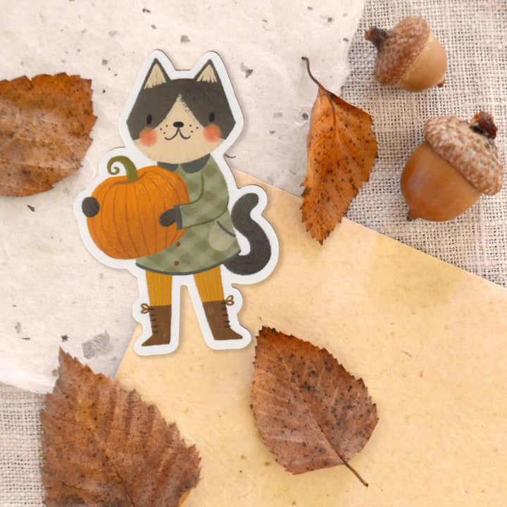Harvest Kitty & Pumpkin Sticker
