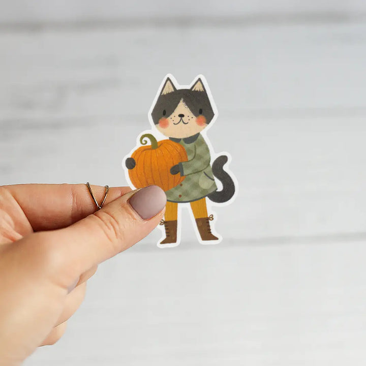 Harvest Kitty & Pumpkin Sticker