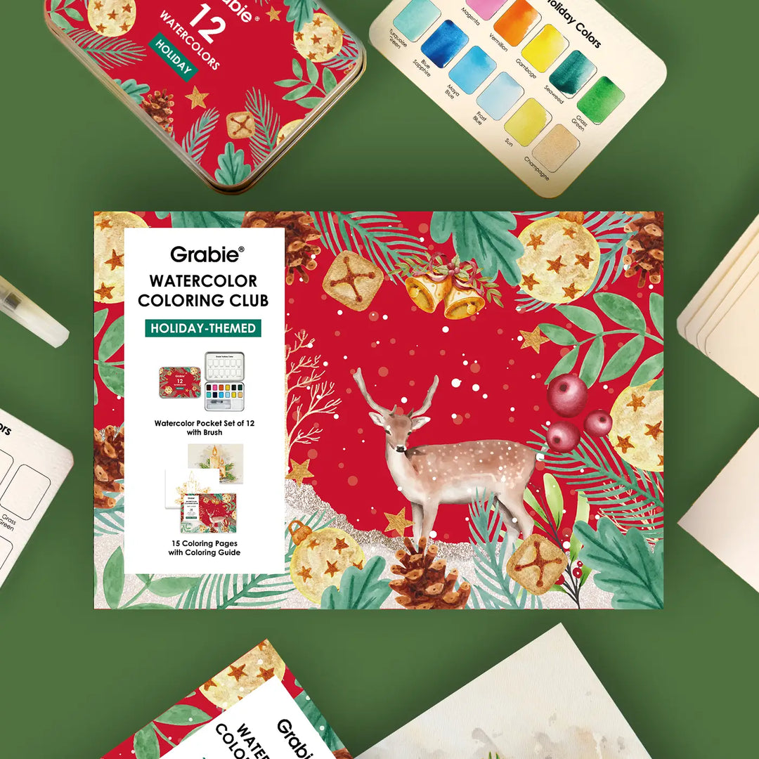 Watercolor Coloring Club Box - Holiday-Themed