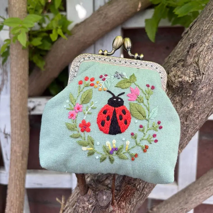 Ladybug Embroidered Coin Purse
