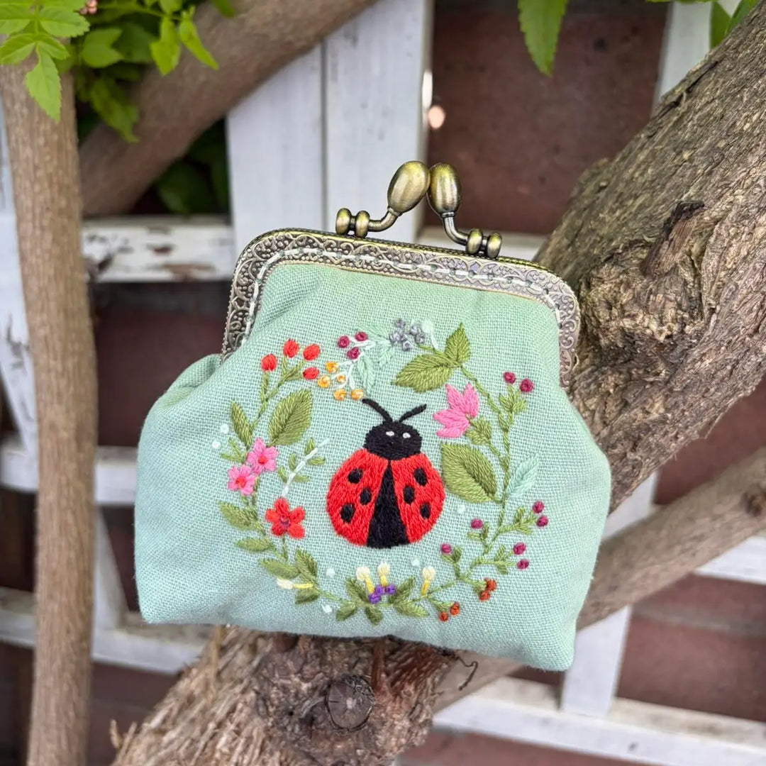 Ladybug Embroidered Coin Purse