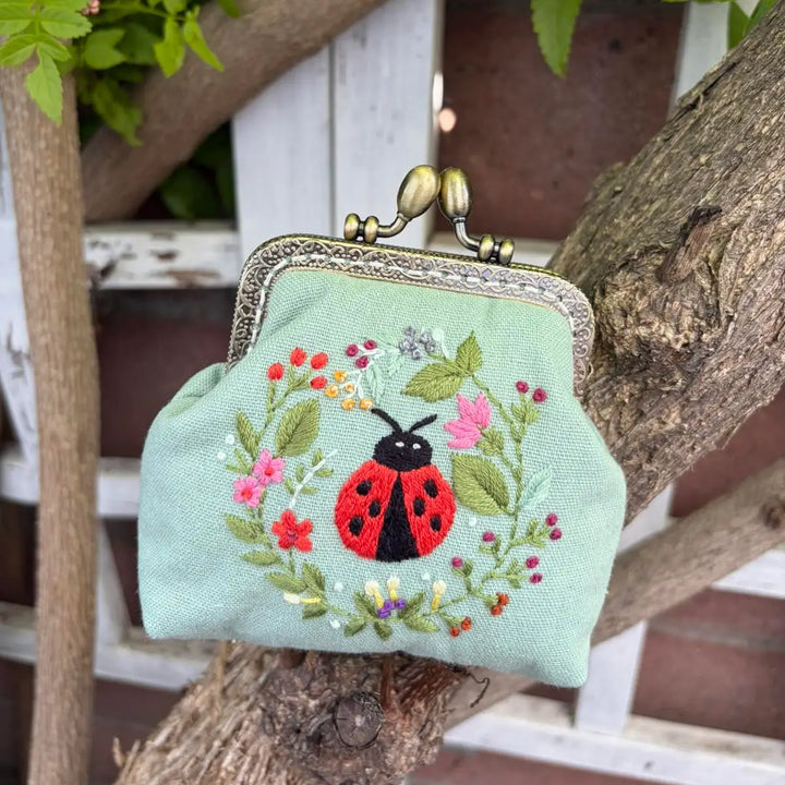 Ladybug Embroidered Coin Purse